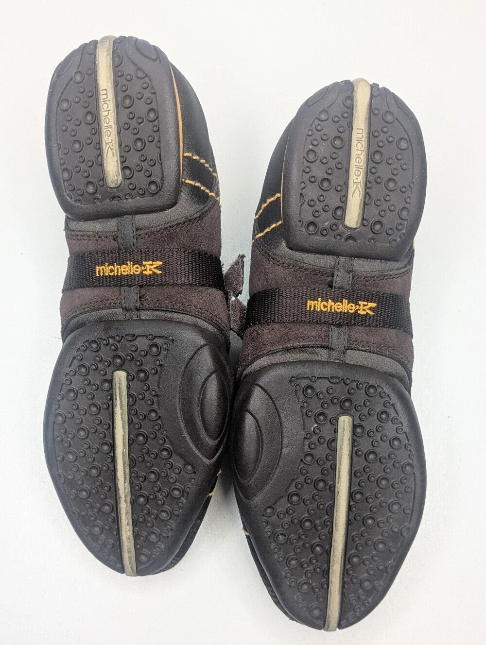 Michelle K Sport Suede Satin Sneakers Sneakerinas Ballet Brown Orange Size 7
